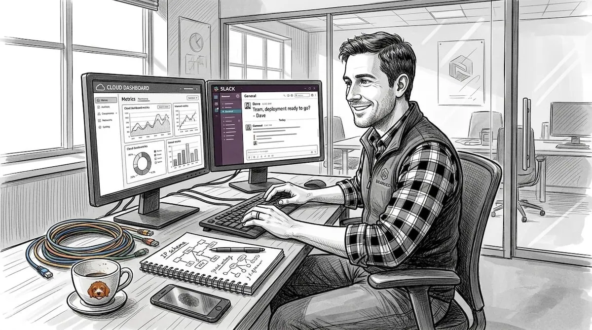 Engineer working on cloud networking dashboard